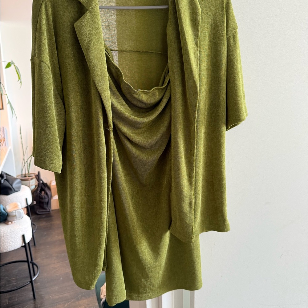 Olive Green Drape Neck Blouse